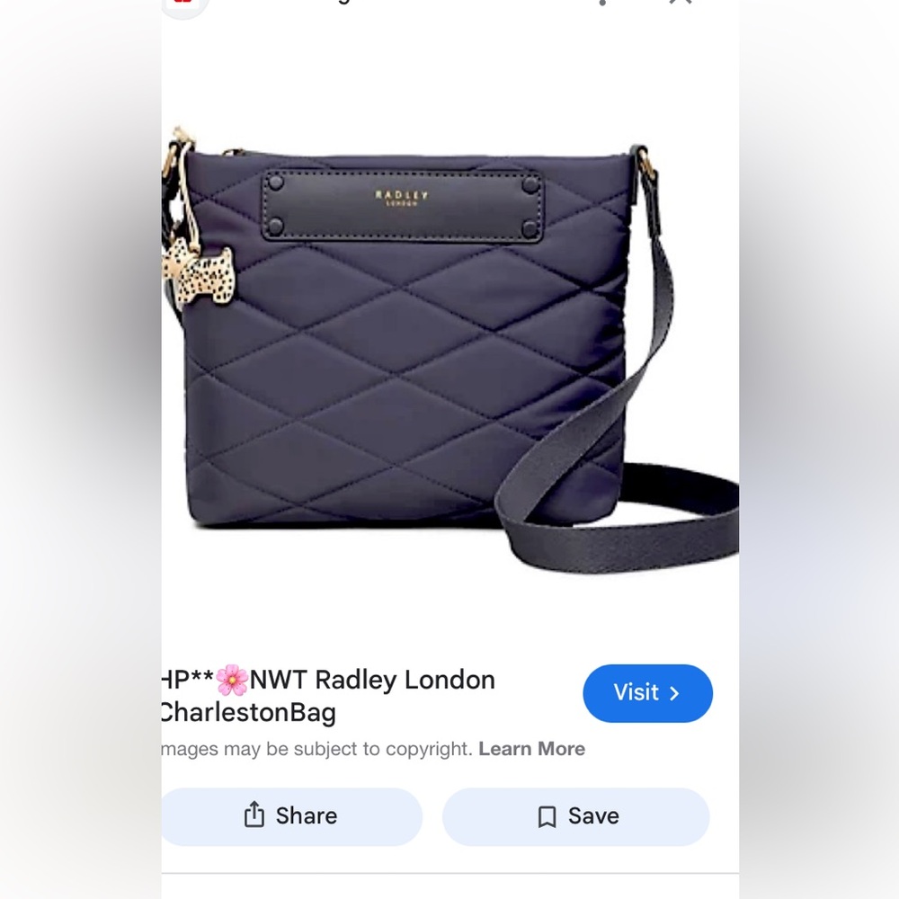 Radley London black quilted Charleston bag. 9 inches tall. 11 inches long. NWOT